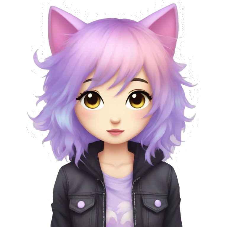 Cute Edgy Pastel Gradient Beautiful Anime Emo CatLady emoji