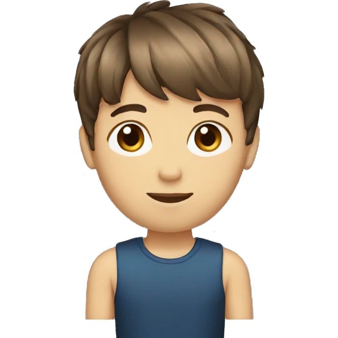 boy short brown hair with bangs emoji