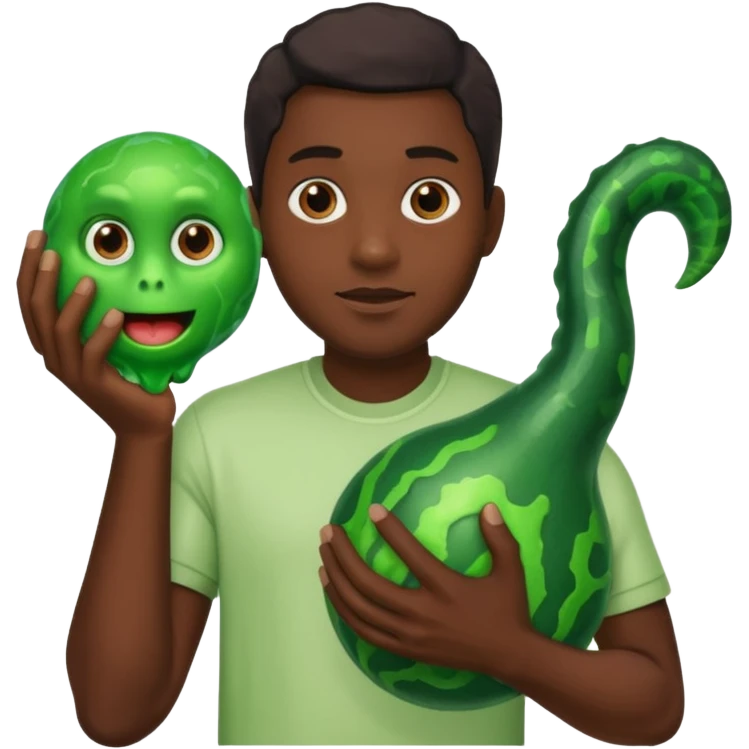 Big black man holding slimy veiny big object emoji