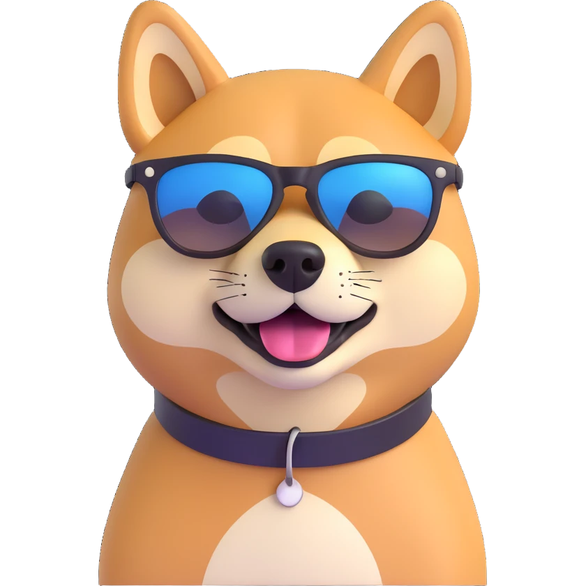 shiba inu, wearing sunglasses emoji