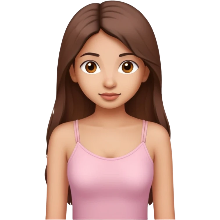 a long brown hair, north-east indian girl wearing a soft pink spaghetti top emoji