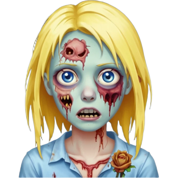 zombie girl yellow hair and blue eyes emoji