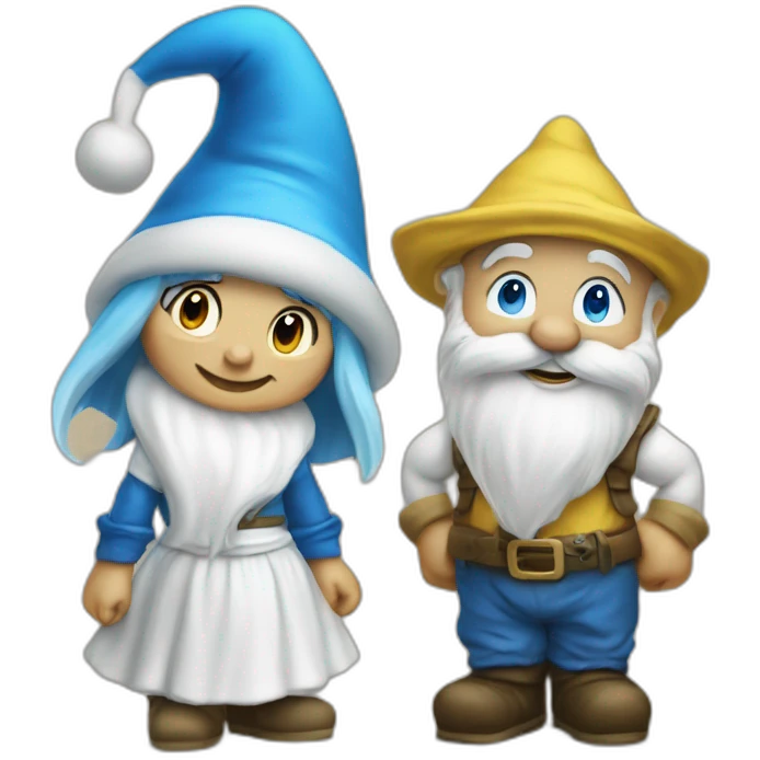 smurfette and garden gnome together emoji