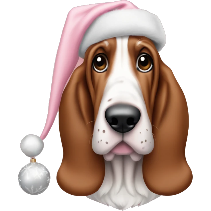 Basset hound pink Christmas couqqet emoji