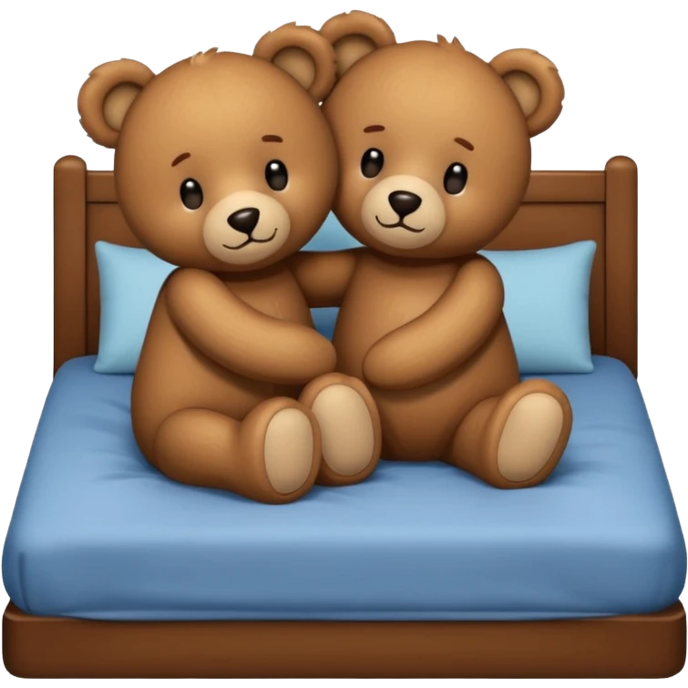 Teddy bear couple in the bed hug  emoji