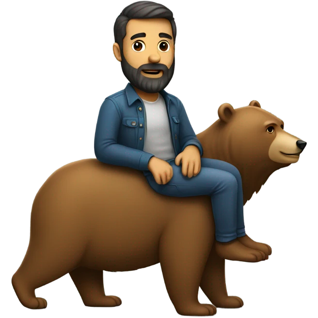 Man with beard riding a bear emoji