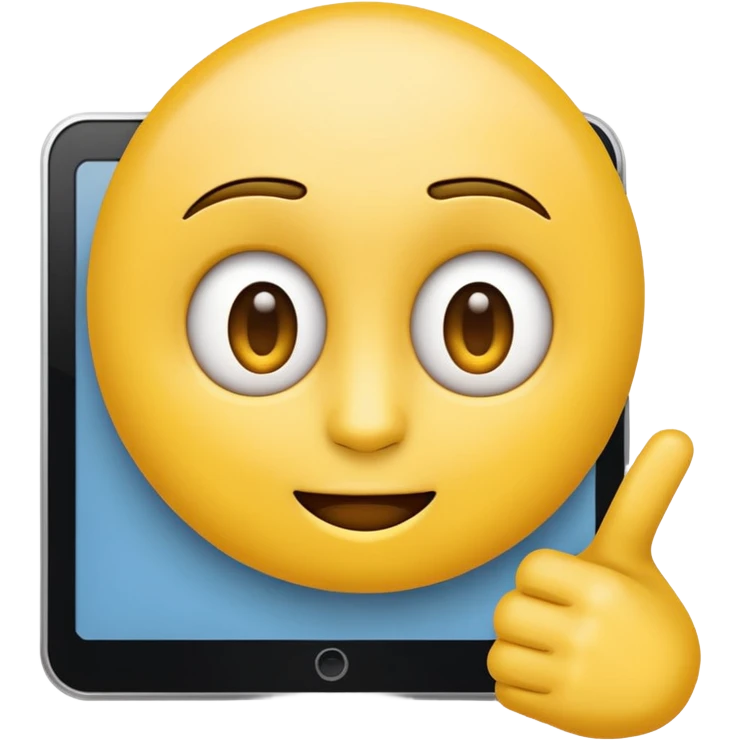 an emoji pointing to the screen with a question-like face emoji