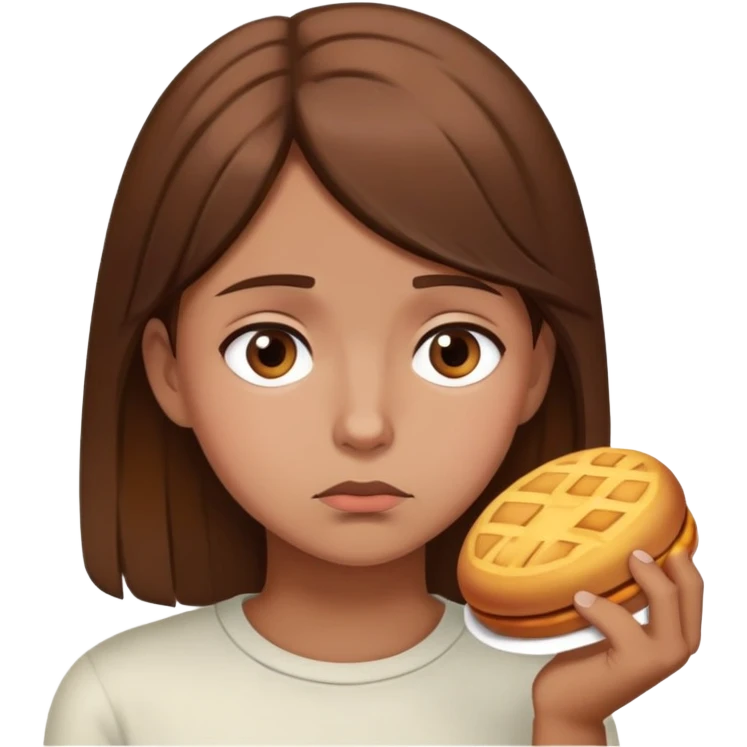 Hungry brown hair girl thinking sadly about food emoji