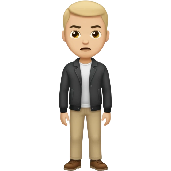 ligth man with a disgusted face full body emoji