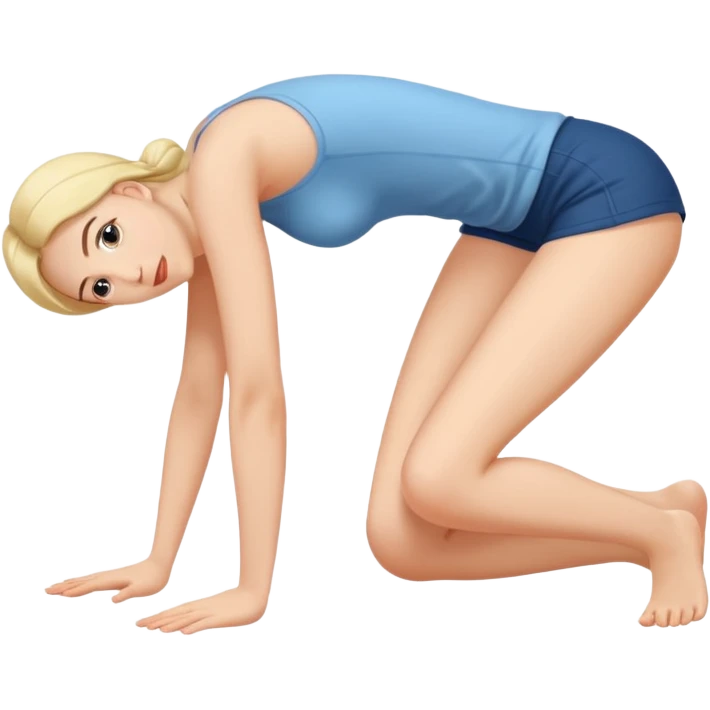 The girl turns her back and bends over, the camera moves closer to her, the girl spreads her legs emoji