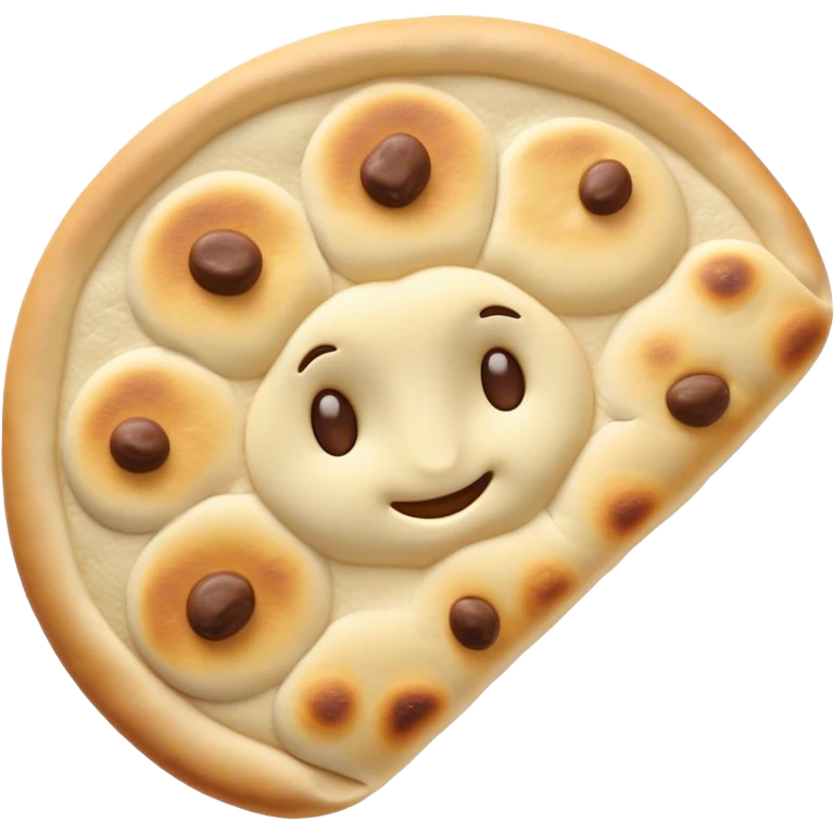 Cinematic Realistic Naan Bread Dish Emoji, showcasing soft, fluffy naan brushed with butter rendered with lifelike detail and inviting, warm lighting. emoji