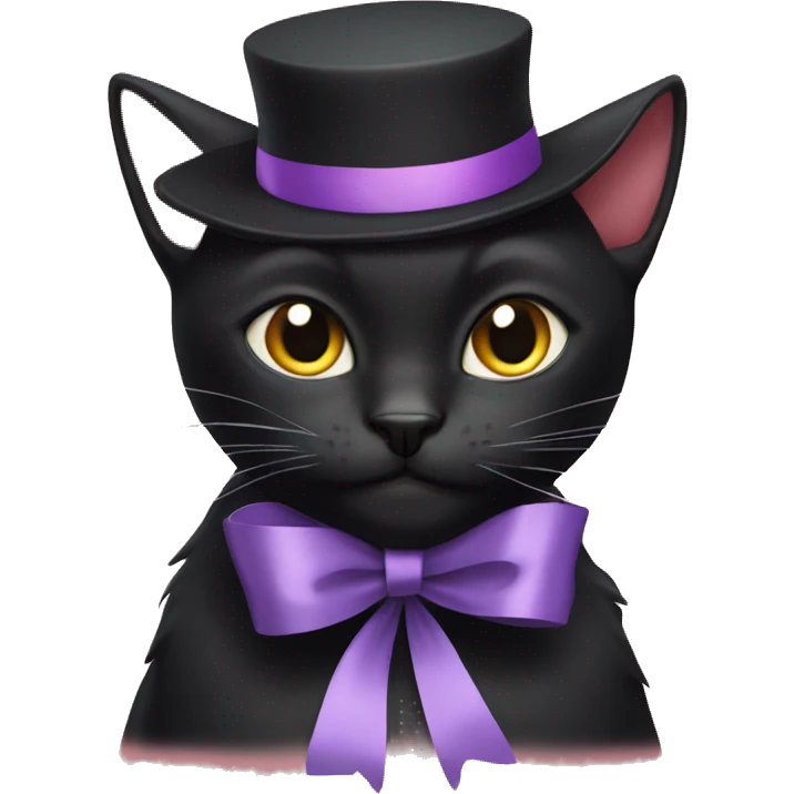 black cat with a ribbon on head emoji