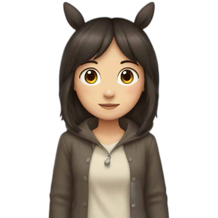 Fille Brune dans un costume de Totoro emoji