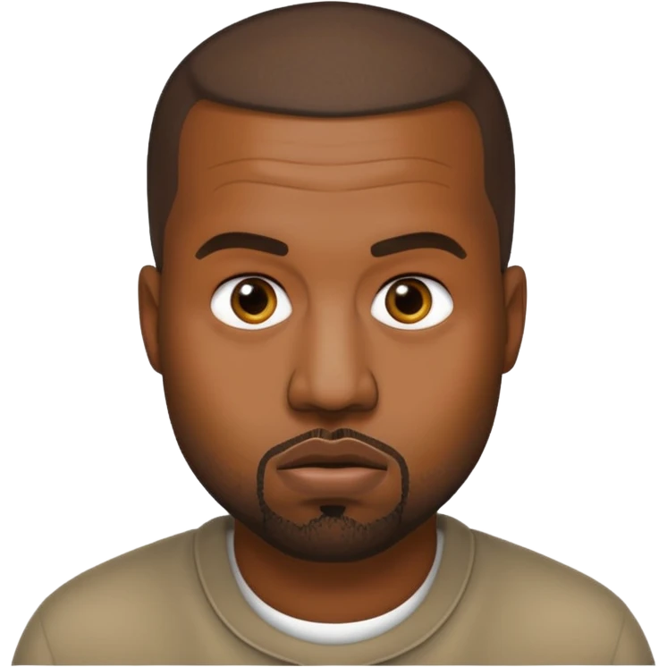 Make me a kanye west emoji as rhe lne on ios i want it to be neutral no face expression just his face emoji