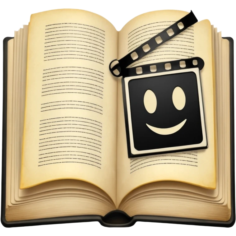 open book with a film strip above it emoji