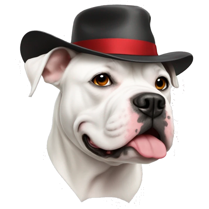 White American bulldog with classe hat  emoji