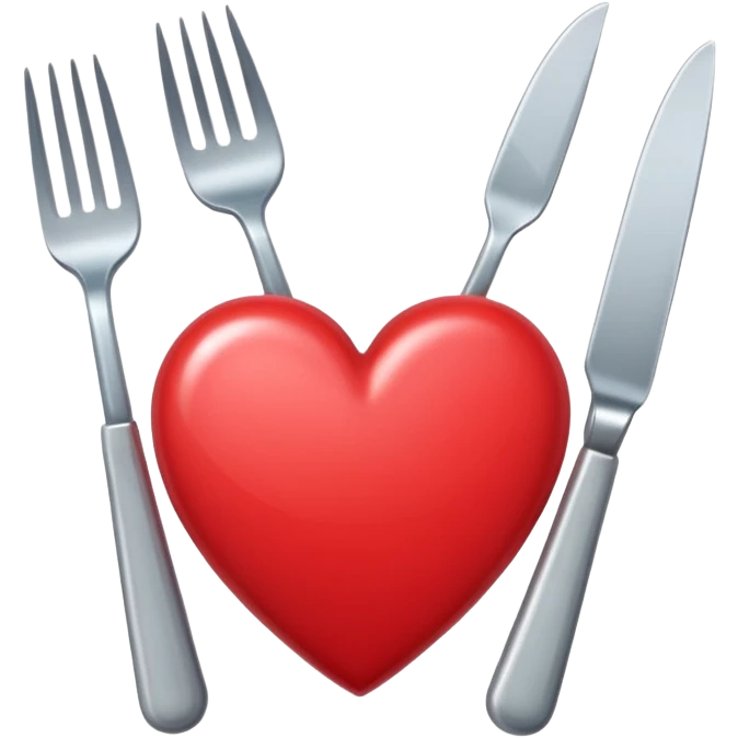 heart with a fork and knife motif emoji