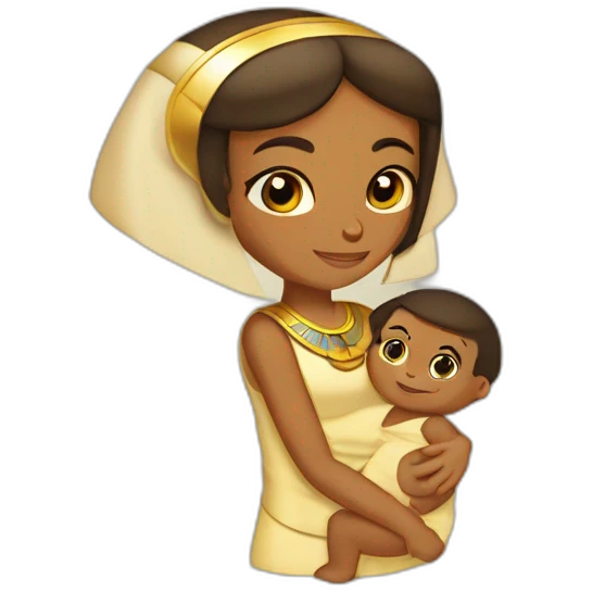 Egyptian female pharaon with a baby, tanned skim emoji