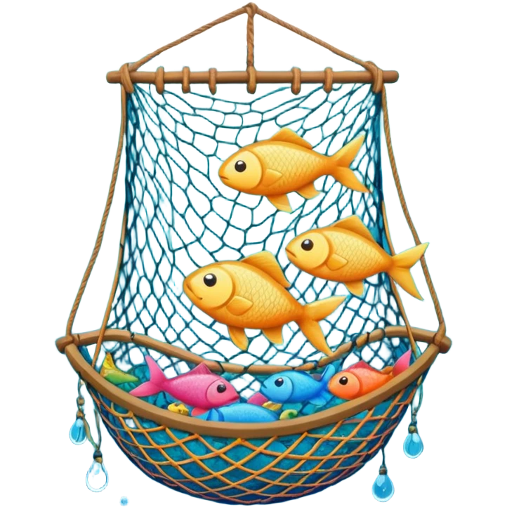 fishes stuck with fishing net emoji
