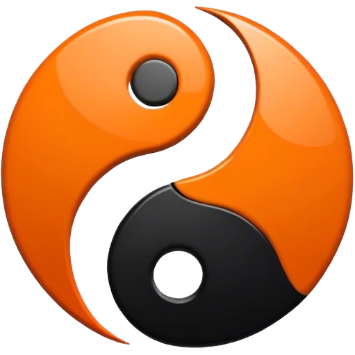 Orange and black ying yang emoji