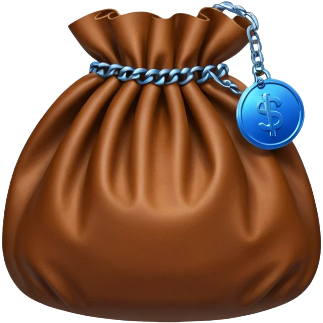 brown money bag with a blue coin  emoji