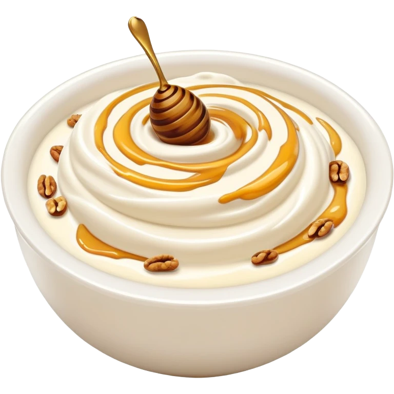 Bowl of Greek yogurt with honey and walnuts  emoji