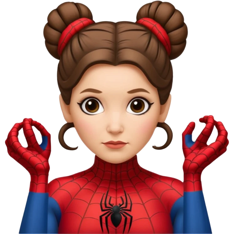 Princess Leia with iconic hair buns wearing a Spiderman suit, emoji style emoji