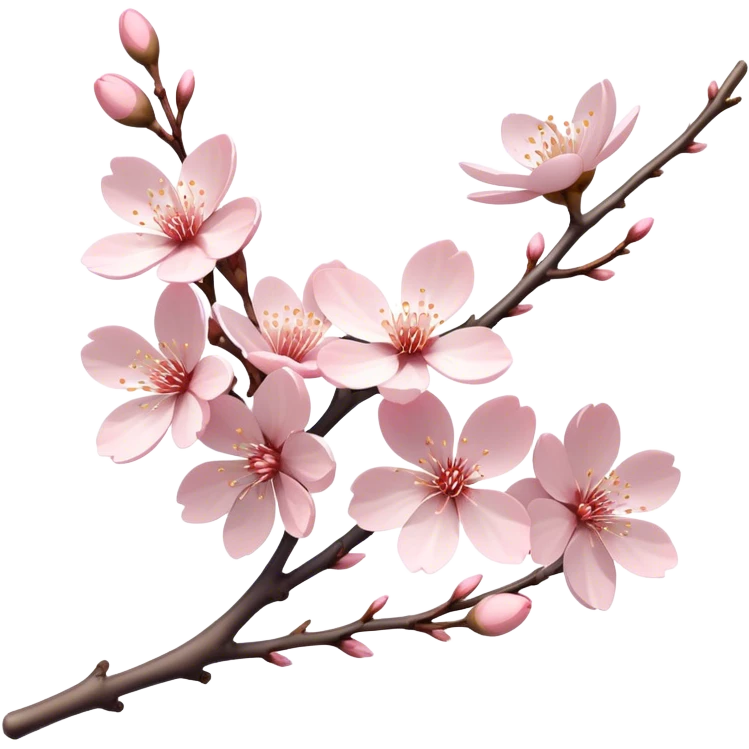 Cinematic Realistic Sakura Flowers on a Branch, depicted as delicate, soft pink blossoms gracefully adorning a slender, gently twisted branch, illuminated by subtle, warm natural light that accentuates their ethereal beauty and transient charm, poetic spring scene emoji