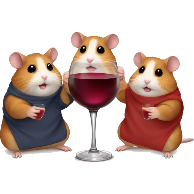 Three Hamsters with a glass of wine emoji
