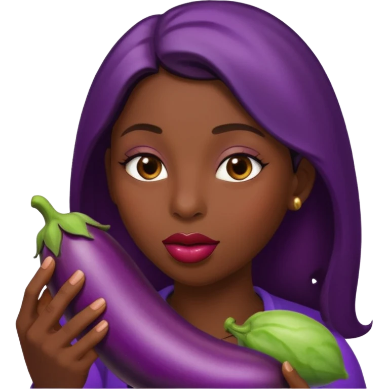 Lips sucking on an eggplant emoji
