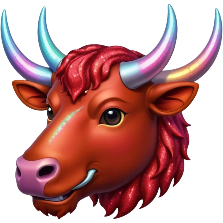 red glitter horned ox emoji