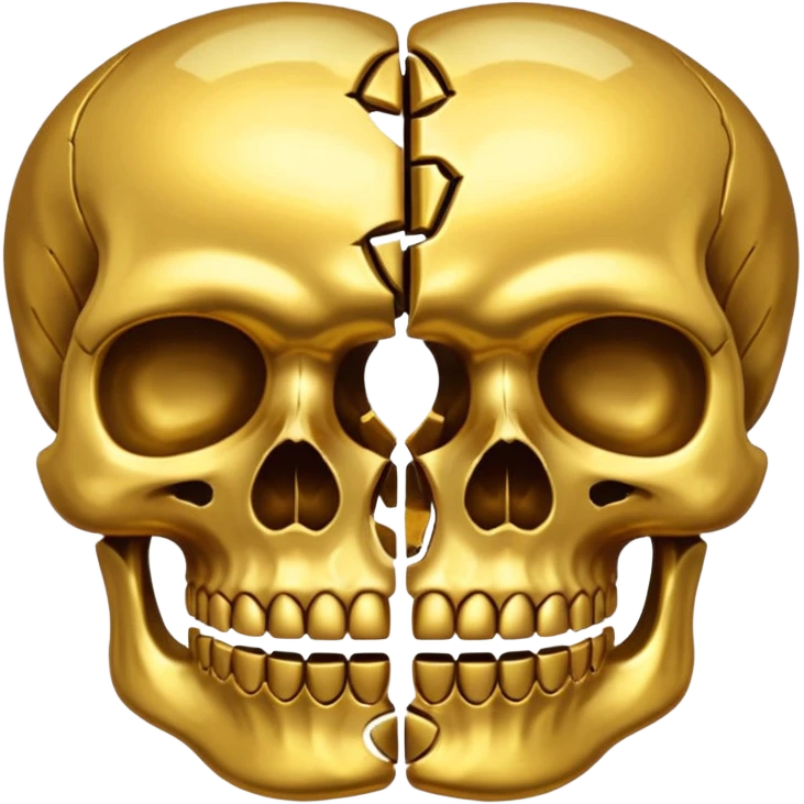 broken gold skull split in half emoji