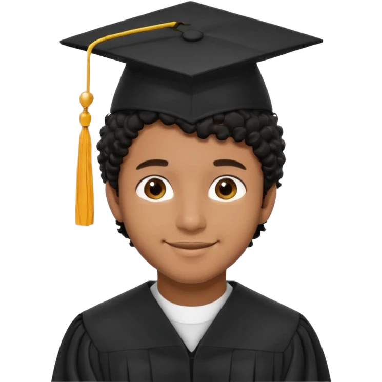Graduated Students, Male, brown skin, black curly hair, proudly, short hair, wearing graduation cap emoji