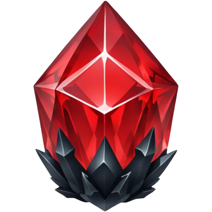 iOS sticker, dark fantasy crystal, monochrome red, minimal emoji
