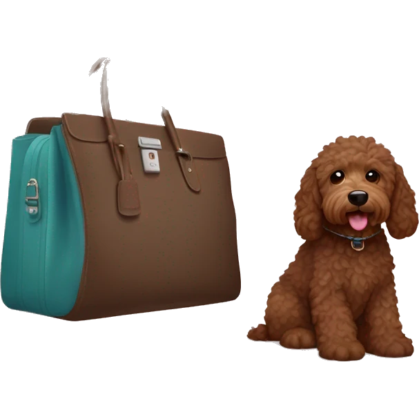 Brown labradoodle with Birkin bag emoji