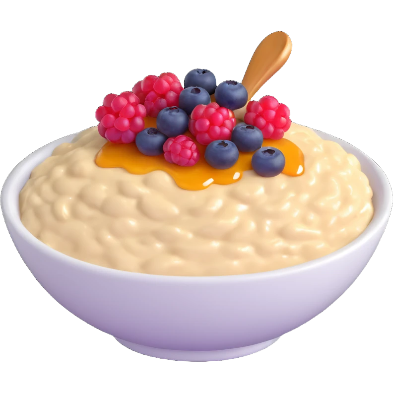 bowl of oatmeal porridge with honey and berries emoji