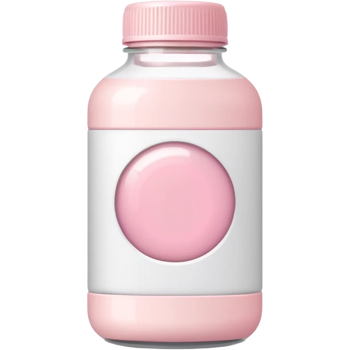 White probiotic bottle with pastel pink label, clean minimal background emoji