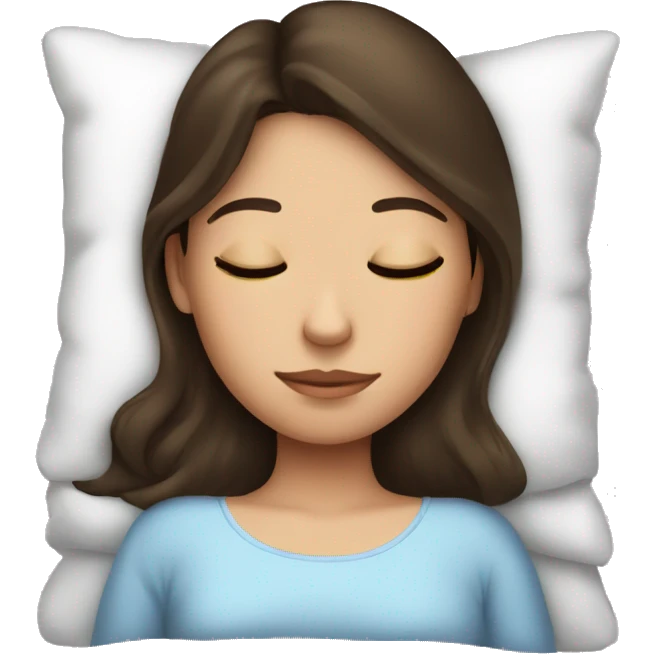 Brunette girl sleeping in the bed emoji