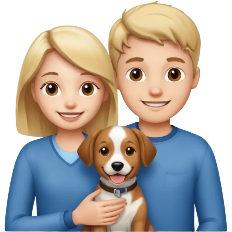 Girl and boy with a dog emoji
