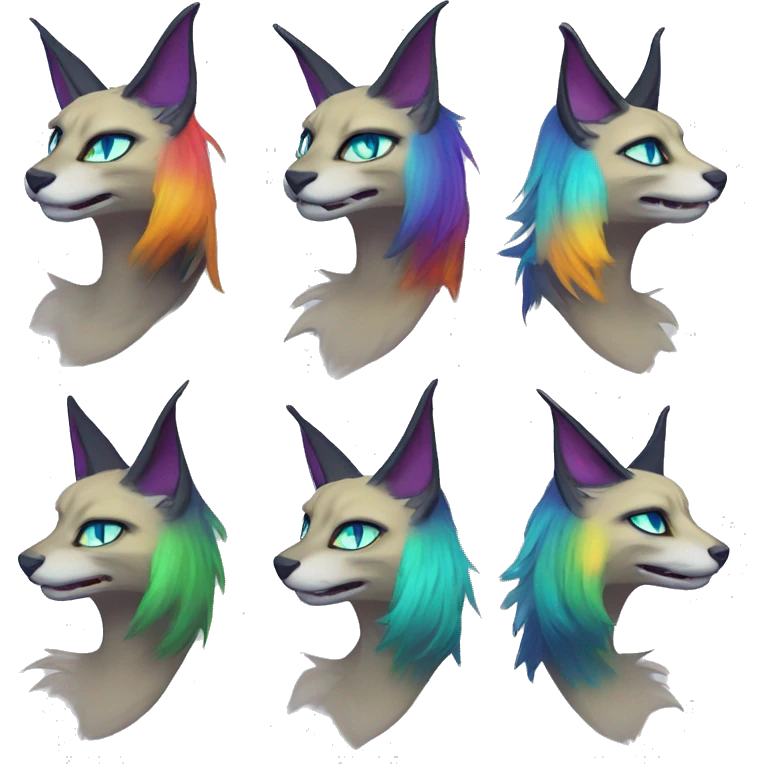 Epic Edgy Colorful ethereal eldritch Sergal-Serval-Fionbri emoji