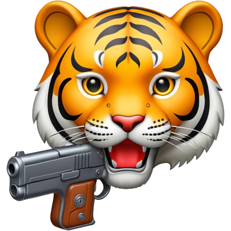 tiger face with toy pistol for action game Twitch emote emoji