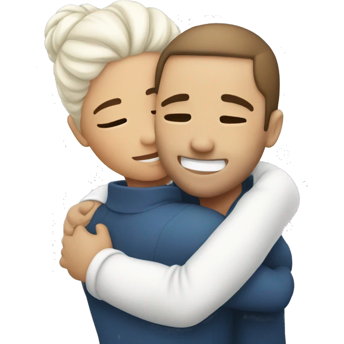 Hug white cuple her and  emoji