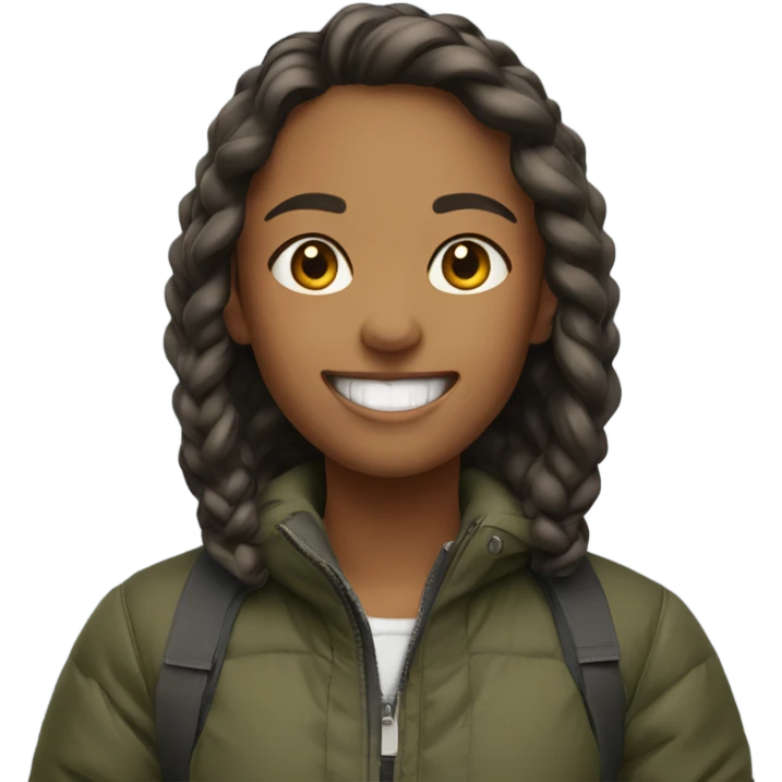 smiling girl outdoors in hjacket emoji