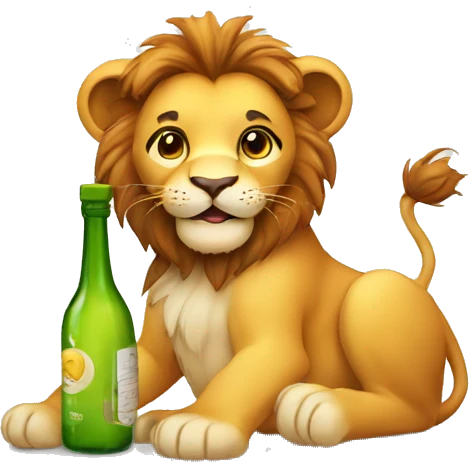 Cute lion with a bottle emoji