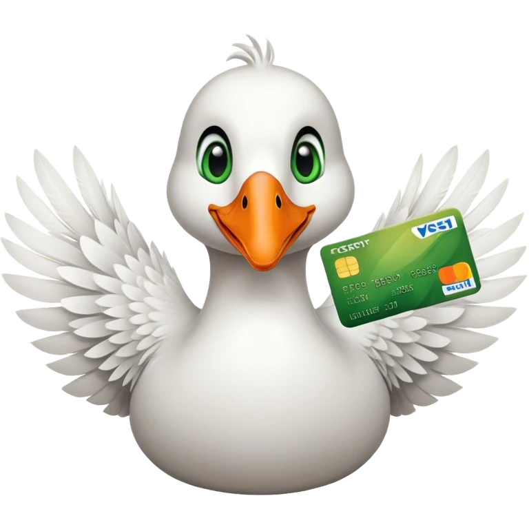goose holding a credit card emoji