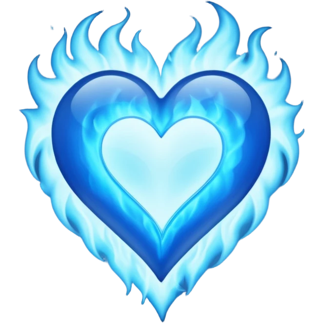 Blue flames in the shape of an all blue heart emoji