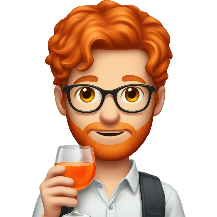 ond redhead boy drinking an aperol in a glass emoji
