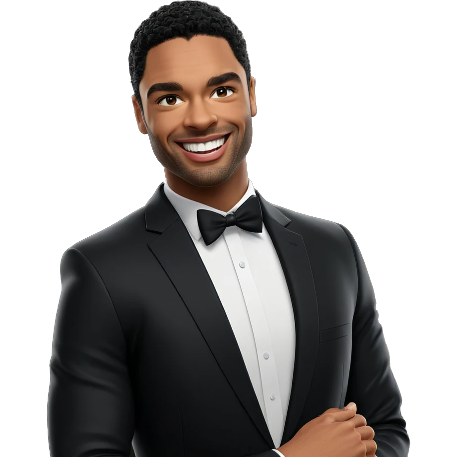 smiling young man in suit emoji