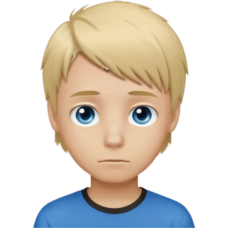 boy with blonde hair emo, and brown shirt, blue eyes emoji