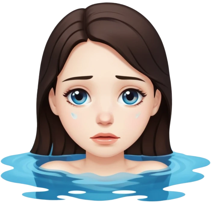 Beautiful brunette drowning In pool of tears  emoji